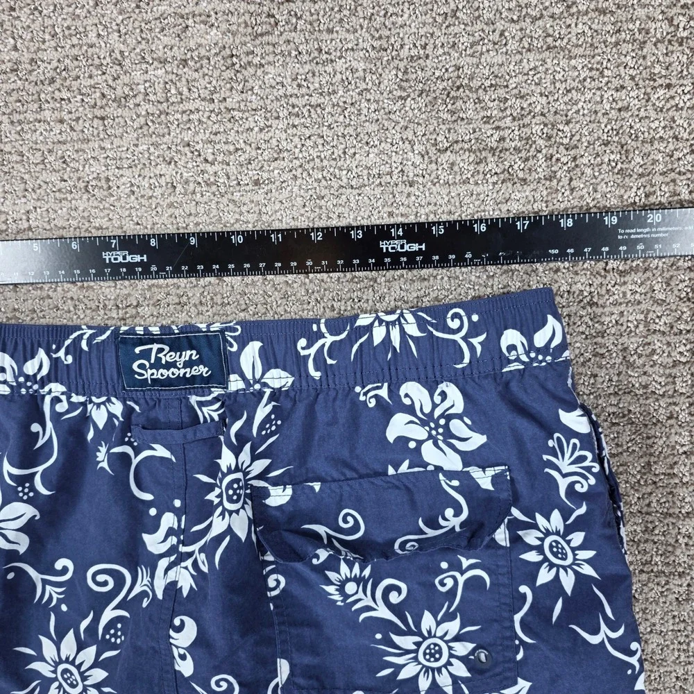 Reyn Spooner Mens Blue Floral Swim Trunks Board Shorts Size XL Hawaiian Lined